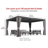 PURPLE LEAF Outdoor Adjustable Louvered Aluminum Pergola Metal Roof Hardtop Gazebo with Upgrade Curtain