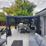 PURPLE LEAF Outdoor Adjustable Louvered Aluminum Pergola Metal Roof Hardtop Gazebo with Upgrade Curtain