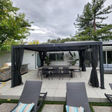 PURPLE LEAF Outdoor Adjustable Louvered Aluminum Pergola Metal Roof Hardtop Gazebo with Upgrade Curtain