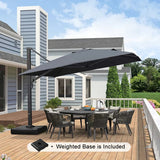 PURPLE LEAF Outdoor Sun Heavy Duty Large Cantilever Umbrella with Base