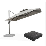 PURPLE LEAF UV50+ Fade Resistant Cantilever Umbrella, Patio Umbrellas with Base