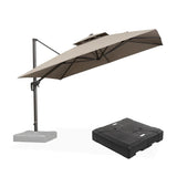 PURPLE LEAF UV50+ Fade Resistant Cantilever Umbrella, Patio Umbrellas with Base