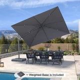 PURPLE LEAF UV Resistant Patio Umbrella with Base, Left-Right Tilt & 360° Swivel