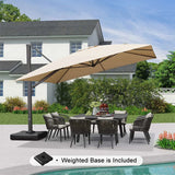 PURPLE LEAF Outdoor Sun Heavy Duty Large Cantilever Umbrella with Base
