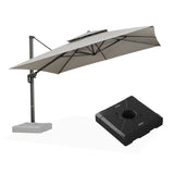 PURPLE LEAF UV50+ Fade Resistant Cantilever Umbrella, Patio Umbrellas with Base