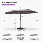 PURPLE LEAF Double-Sided Market Umbrella Large Rectangular Patio Umbrellas with Base