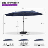 PURPLE LEAF Double-Sided Market Umbrella Large Rectangular Patio Umbrellas with Base