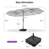 PURPLE LEAF Table Umbrella Double Sided Rectangular Patio Market Umbrella with Base