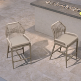 PURPLE LEAF Outdoor Bar Stools Wicker Rattan Bar Stools with Back Aluminum Outside Garden Patio Bar Chairs