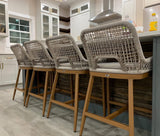 PURPLE LEAF Outdoor Bar Stools Wicker Rattan Bar Stools with Back Aluminum Outside Garden Patio Bar Chairs