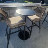 PURPLE LEAF Bar Stools Set of 4 Outdoor Aluminum Barstools with Back Modern Wicker Rattan Boho Garden Pool Patio Bar Chairs