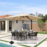 PURPLE LEAF Outdoor Sun Heavy Duty Large Cantilever Umbrella with Base