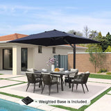 PURPLE LEAF Outdoor Sun Heavy Duty Large Cantilever Umbrella with Base