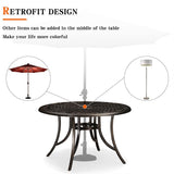 PURPLE LEAF Cast Aluminum Patio Dining Armchairs and Round Table | Rhombus and Square Lattice Designs