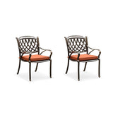 PURPLE LEAF Cast Aluminum Patio Dining Armchairs and Round Table | Rhombus and Square Lattice Designs