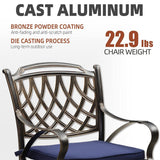 PURPLE LEAF Cast Aluminum Patio Dining Armchairs and Round Table | Rhombus and Square Lattice Designs