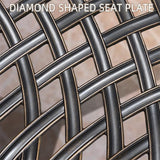 PURPLE LEAF Cast Aluminum Patio Dining Armchairs and Round Table | Rhombus and Square Lattice Designs