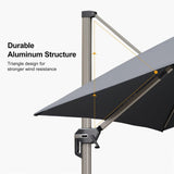 PURPLE LEAF Hailar Deluxe Aluminum Patio Umbrella with Base, Square and Rectangular Umbrella