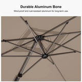PURPLE LEAF Hailar Deluxe Aluminum Patio Umbrella with Base, Square and Rectangular Umbrella