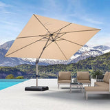 PURPLE LEAF Hailar Deluxe Aluminum Patio Umbrella with Base, Square and Rectangular Umbrella
