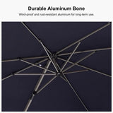 PURPLE LEAF Hailar Deluxe Aluminum Patio Umbrella with Base, Square and Rectangular Umbrella