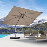 PURPLE LEAF Hailar Deluxe Aluminum Patio Umbrella with Base, Square and Rectangular Umbrella