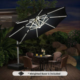 PURPLE LEAF Round Cantilever Umbrella with Base, Outdoor Umbrellas with Lights