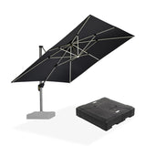 PURPLE LEAF Square Cantilever Umbrella with Base, Outdoor Umbrellas with Lights