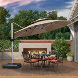 PURPLE LEAF Double Top 11 ft Round Outdoor Patio Umbrella with High Quality Sunbrella Fabric
