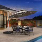 PURPLE LEAF Double Top 11 ft Round Outdoor Patio Umbrella with High Quality Sunbrella Fabric