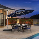 PURPLE LEAF Double Top 11 ft Round Outdoor Patio Umbrella with High Quality Sunbrella Fabric