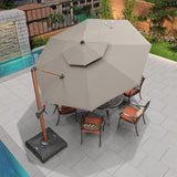 PURPLE LEAF Double Top 11 ft Round Outdoor Patio Umbrella with High Quality Sunbrella Fabric