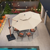 PURPLE LEAF Double Top 11 ft Round Outdoor Patio Umbrella with High Quality Sunbrella Fabric