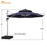 PURPLE LEAF Double Top 11 ft Round Outdoor Patio Umbrella with High Quality Sunbrella Fabric