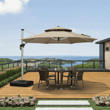 PURPLE LEAF Double Top 11 ft Round Outdoor Patio Umbrella with High Quality Sunbrella Fabric