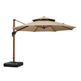 PURPLE LEAF Double Top 11 ft Round Outdoor Patio Umbrella with High Quality Sunbrella Fabric