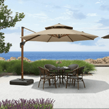 PURPLE LEAF Double Top 11 ft Round Outdoor Patio Umbrella with High Quality Sunbrella Fabric