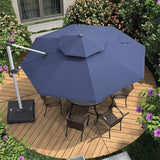 PURPLE LEAF Double Top 11 ft Round Outdoor Patio Umbrella with High Quality Sunbrella Fabric