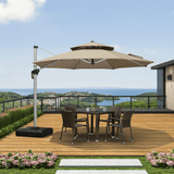 PURPLE LEAF Double Top 11 ft Round Outdoor Patio Umbrella with High Quality Sunbrella Fabric