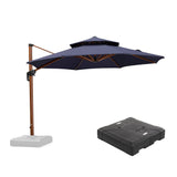 PURPLE LEAF Outdoor Garden Umbrella with Base, Cantilever Umbrellas in Wood Color