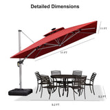PURPLE LEAF Square Cantilever Umbrella with Base, Outdoor Umbrellas with Lights
