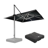 PURPLE LEAF Square Cantilever Umbrella with Base, Outdoor Umbrellas with Lights