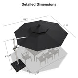 PURPLE LEAF Round Cantilever Umbrella with Base, Outdoor Umbrellas with Lights