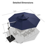 PURPLE LEAF Round Cantilever Umbrella with Base, Outdoor Umbrellas with Lights