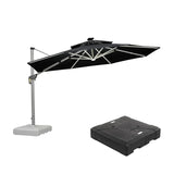 PURPLE LEAF Round Cantilever Umbrella with Base, Outdoor Umbrellas with Lights