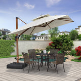 PURPLE LEAF Double Top 9 / 10 / 11 / 12 ft Square Aluminum Sun Umbrellas in Wood Color
