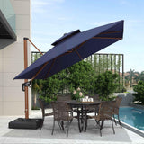 PURPLE LEAF Double Top 9 / 10 / 11 / 12 ft Square Aluminum Sun Umbrellas in Wood Color