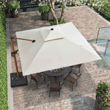 PURPLE LEAF Double Top 9 / 10 / 11 / 12 ft Square Aluminum Sun Umbrellas in Wood Color
