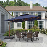 PURPLE LEAF Double Top 9 / 10 / 11 / 12 ft Square Aluminum Sun Umbrellas in Wood Color