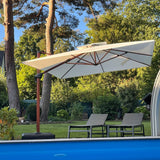 PURPLE LEAF Double Top 9 / 10 / 11 / 12 ft Square Aluminum Sun Umbrellas in Wood Color